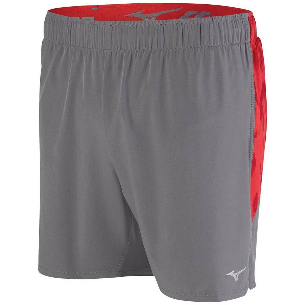 Mizuno Men's Alpha 5.5" Running Shorts Grey/Red (421677-GFB)